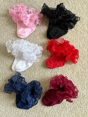 Ruffled Baby Socks Assorted Colors (Pink, Black, White, Red, Navy, Burgundy)